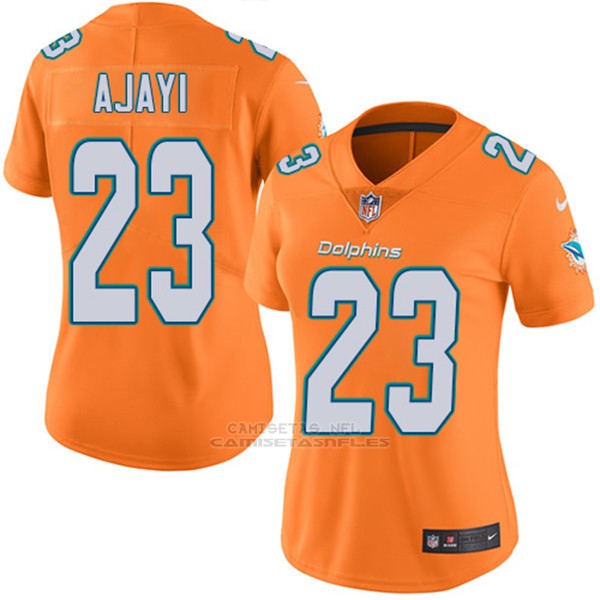 Camiseta NFL Limited Mujer Miami Dolphins 23 Ajayi Naranja Replicas ...