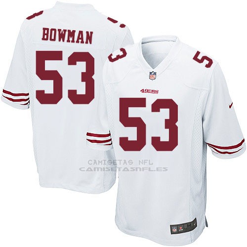 Camiseta San Francisco 49ers Bowman Blanco Nike Game NFL Nino Replicas ...